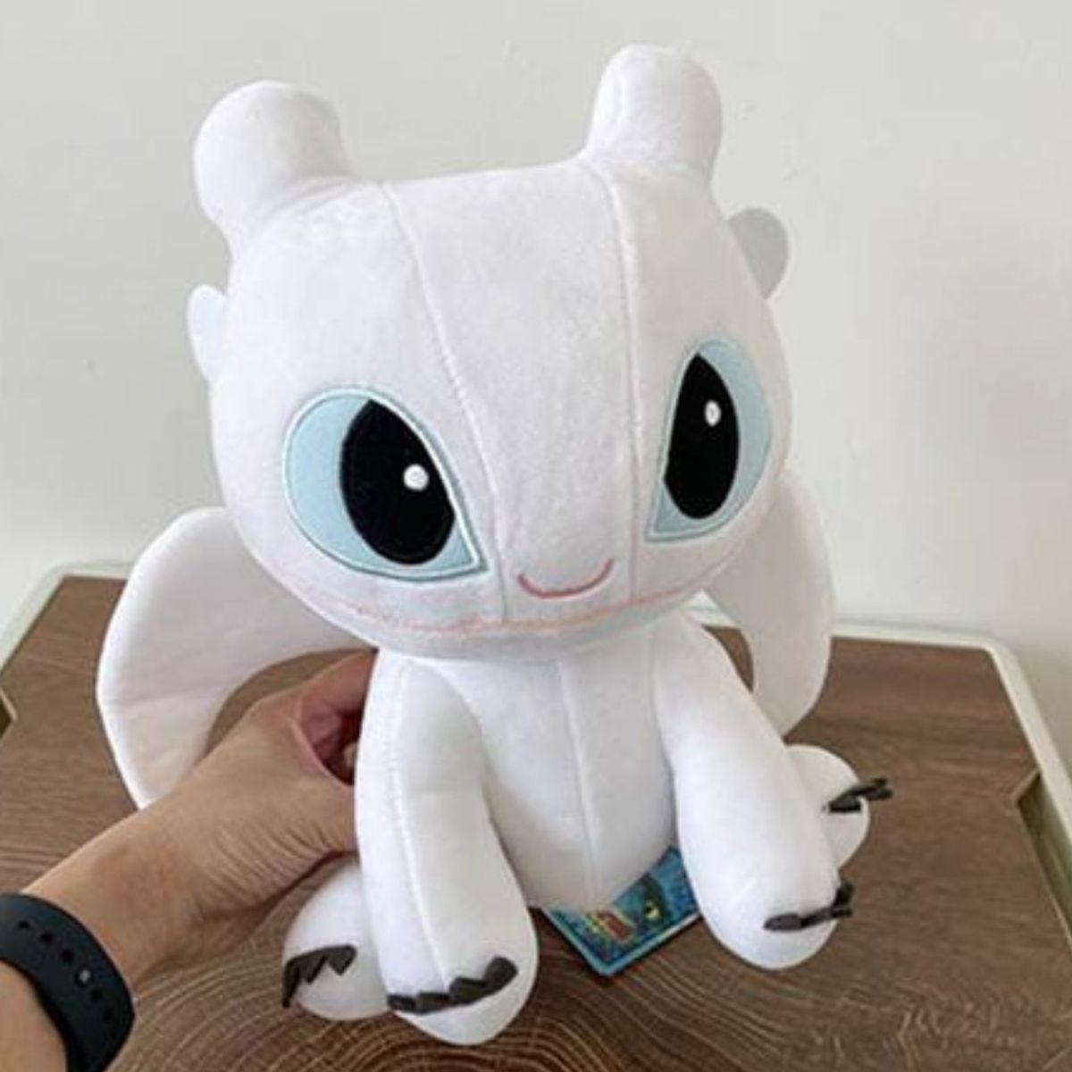 GENERICO - Peluche Dragon Blanco Furia Luminosa - Mide 29 cms