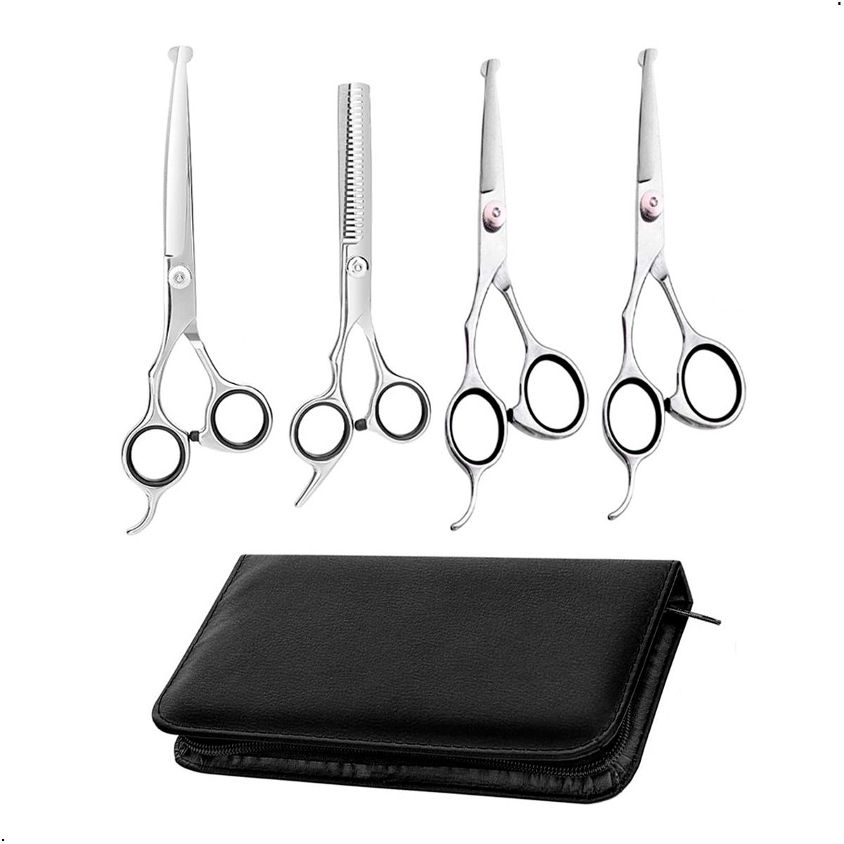 GENERICO - Set 4 Tijeras Acero Para El Cuidado De Mascotas En Acero