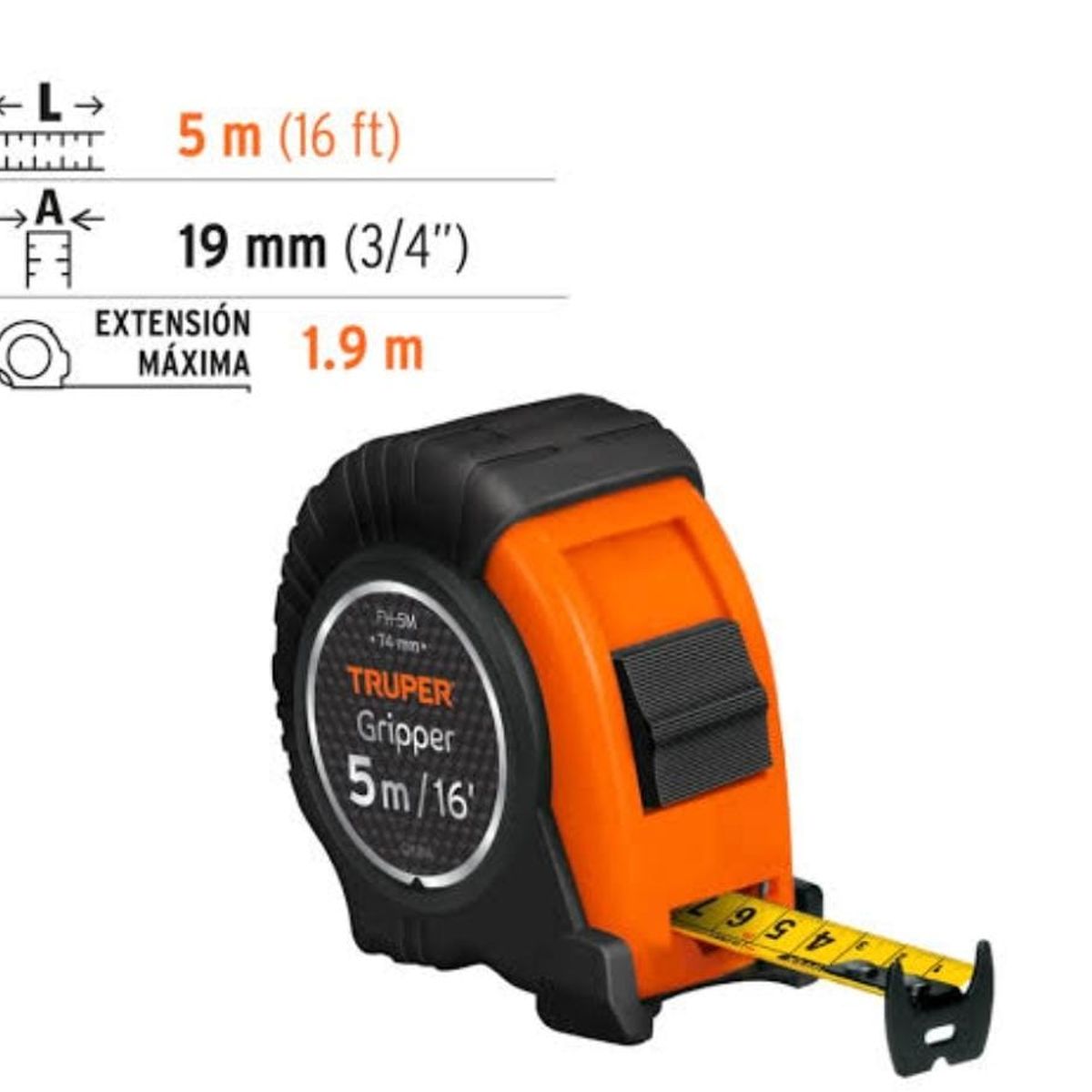 TRUPER - Wincha cinta métrica 5 METROS, Profesional Truper