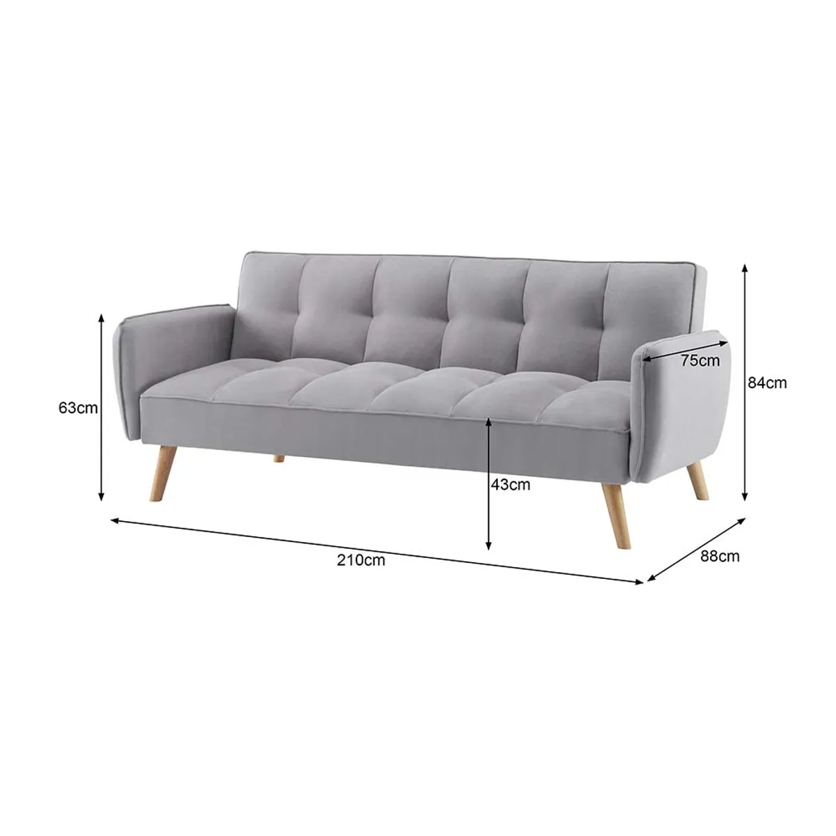 PAZART MUEBLES - SOFÁ CAMA FUTÓN MIRANDA GRIS