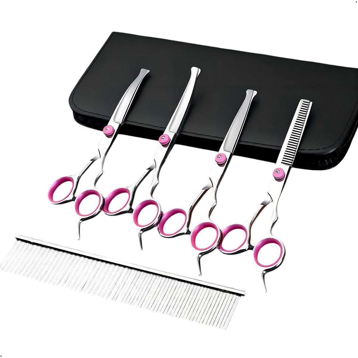 GENERICO - Tijeras Acero Para El Cuidado De Mascotas En Acero 4 Tijeras