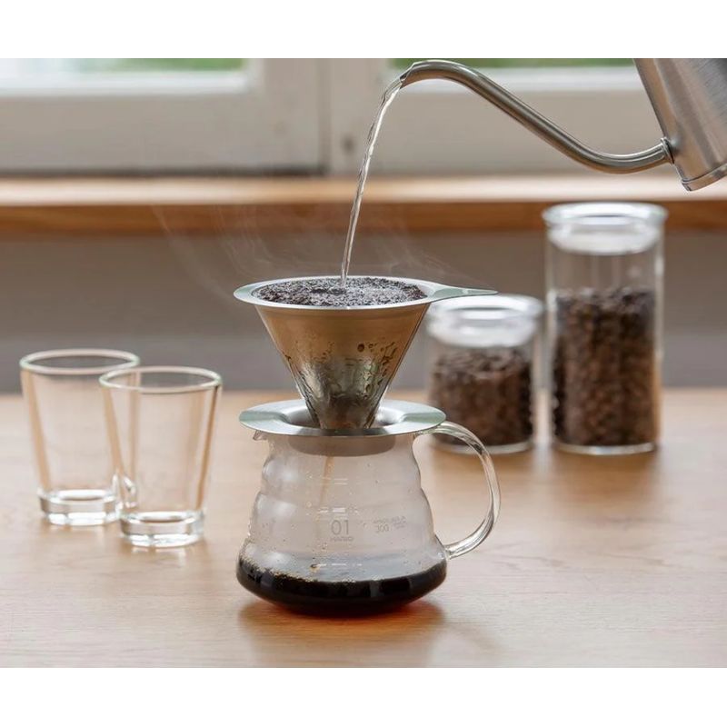 GENERICO - Dripper acero  v60  + jarra de café 600 ml