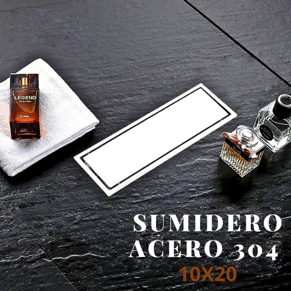 FRATELLI - SUMIDERO REVERSIBLE 10x20 CM DE ACERO 304 SATINADO