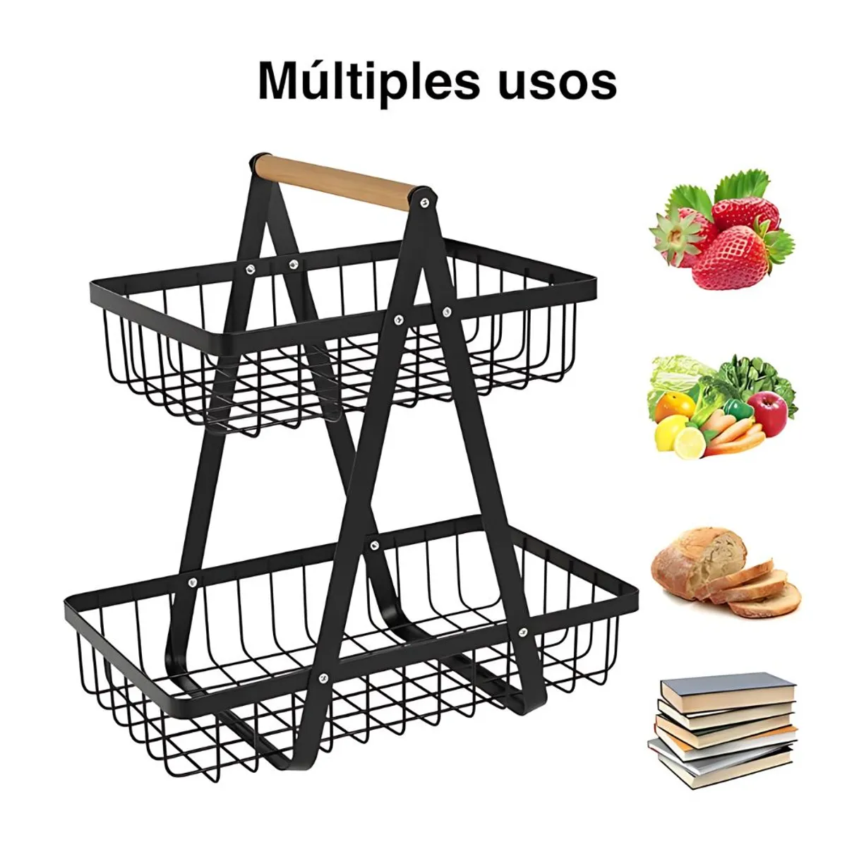 GENERICO - Frutero de Metal de 2 niveles Multiusos Premium