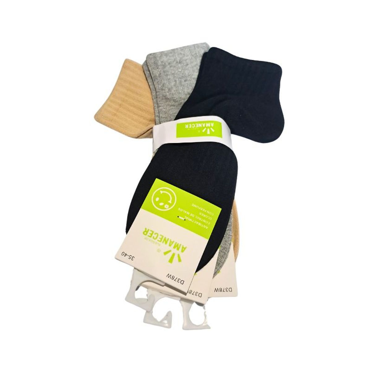 GENERICO - Pack de 3 Medias de Mujer colores Marrón Claro, Gris y Negro