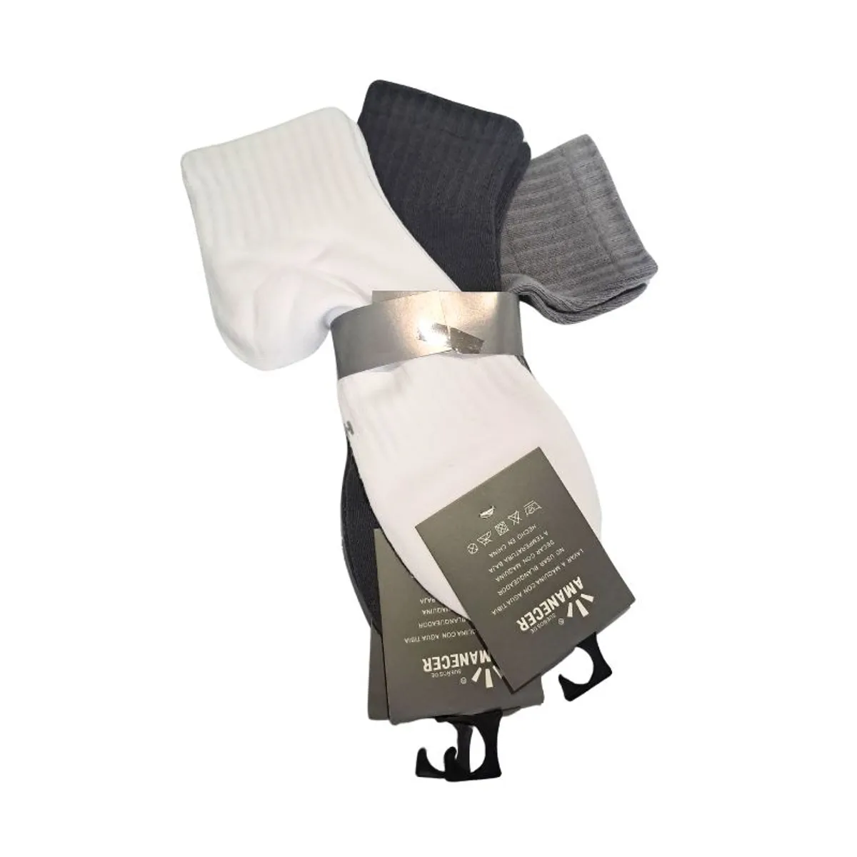 GENERICO - Pack de 3 Medias de Mujer colores Blanco, Negro y Gris