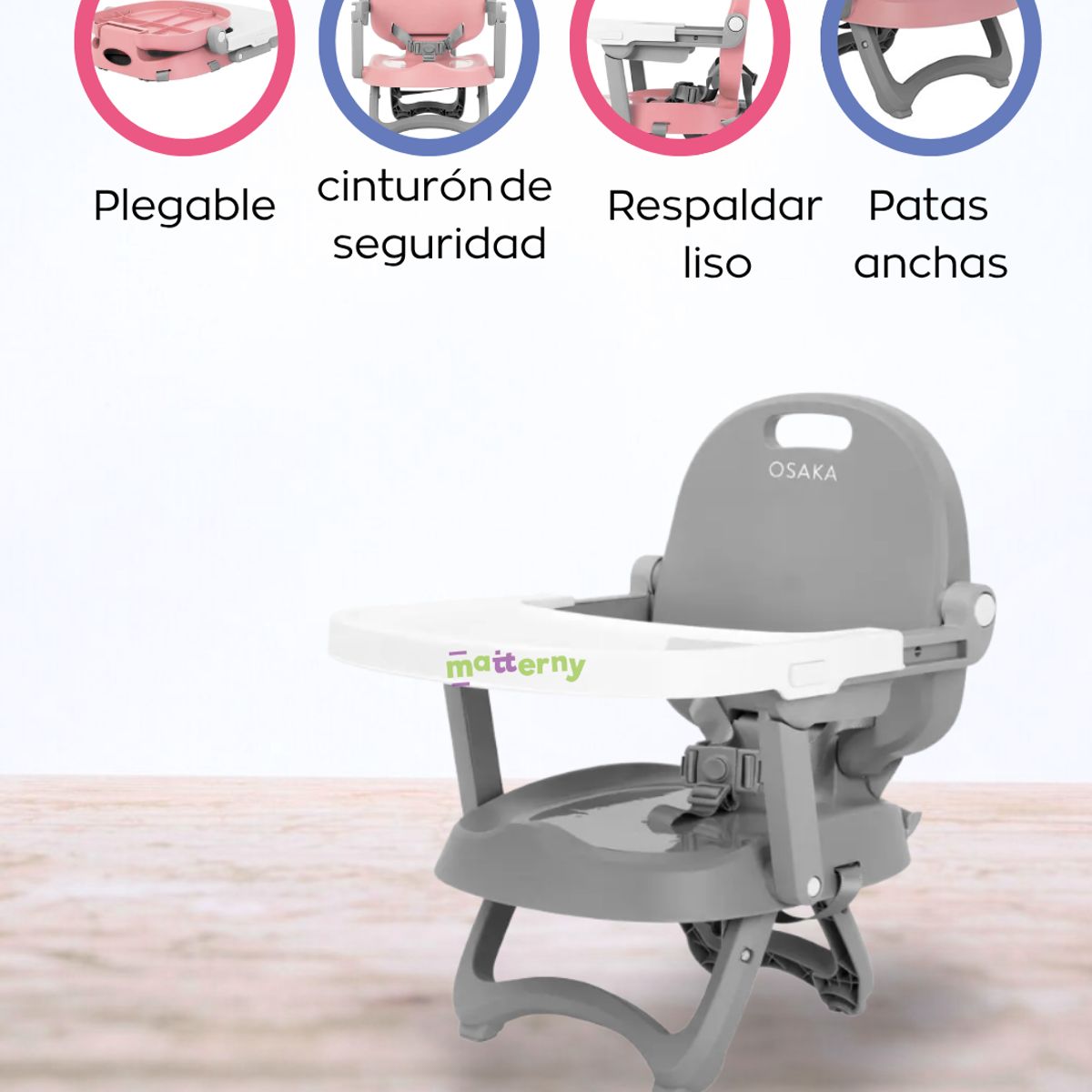 CARESTINO - Silla de Comer CARESTINO «OSAKA»Grey