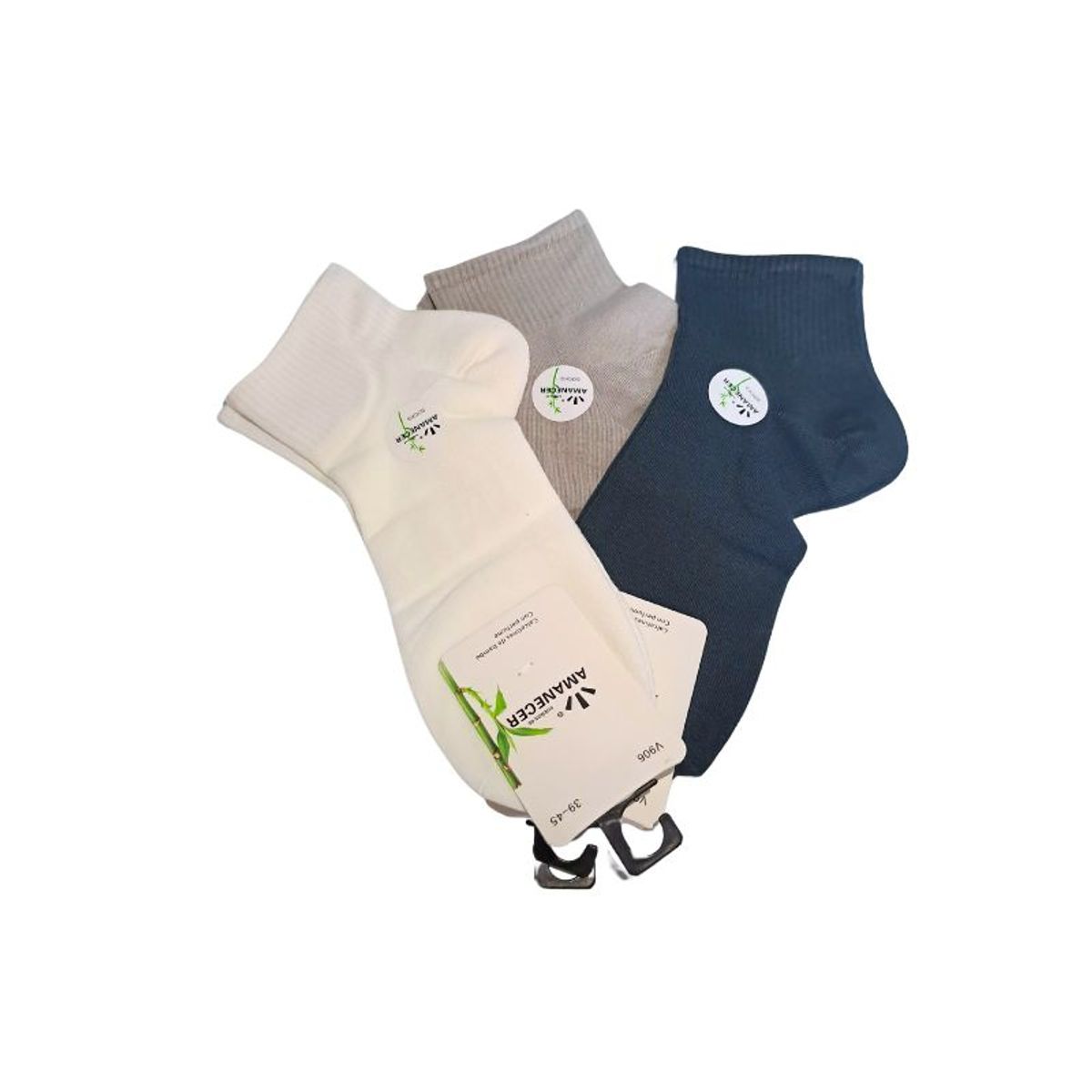 GENERICO - Pack de 3 Medias de Mujer colores Crema, Gris y Azul