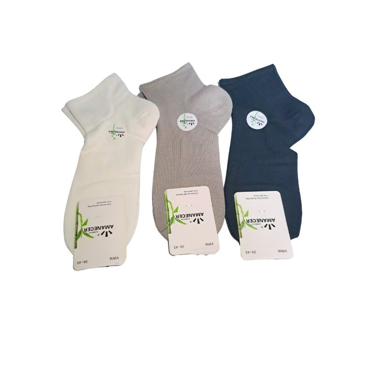 GENERICO - Pack de 3 Medias de Mujer colores Crema, Gris y Azul