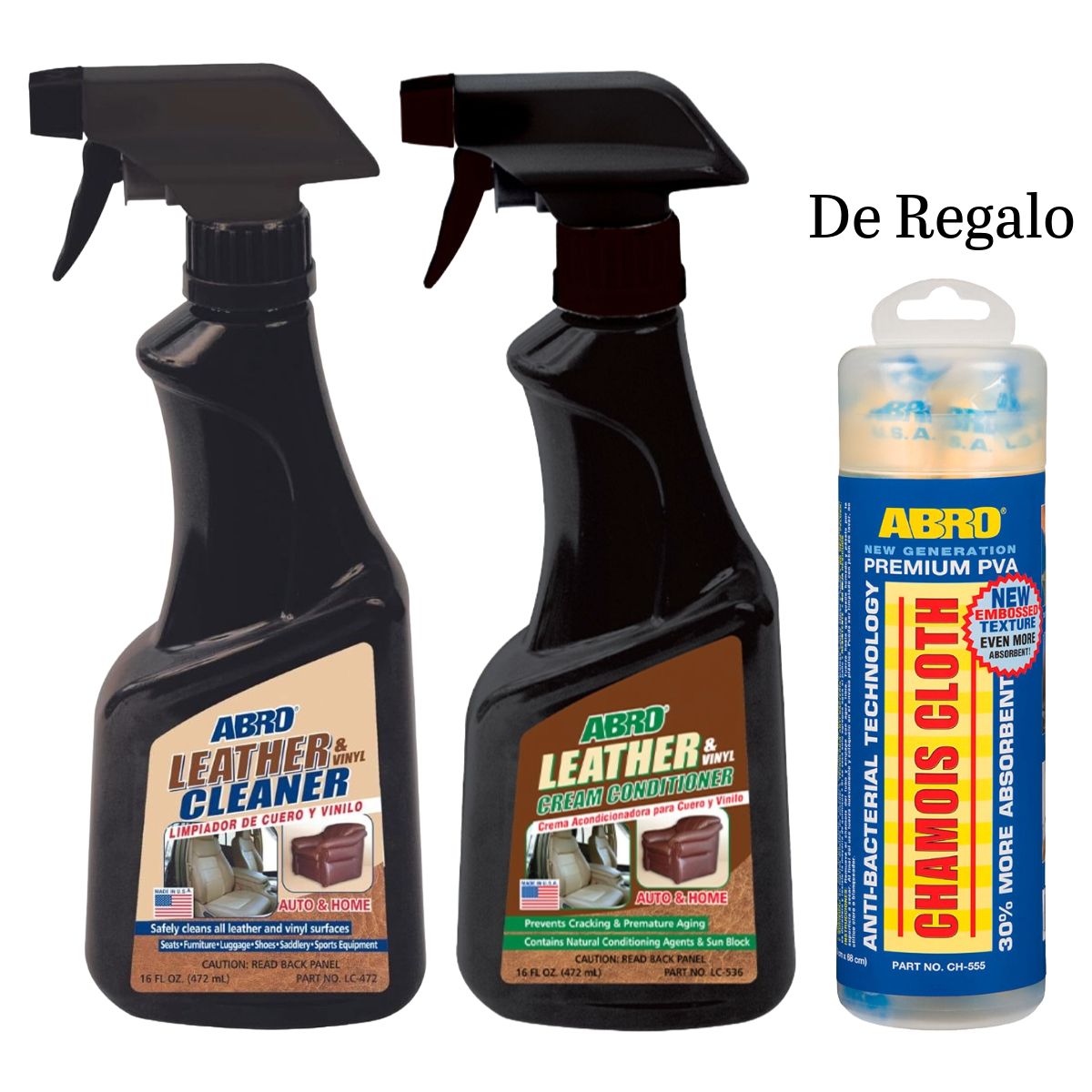 ABRO - Kit de Limpieza y Protección de Cuero y Vinilo ABRO + Regalo