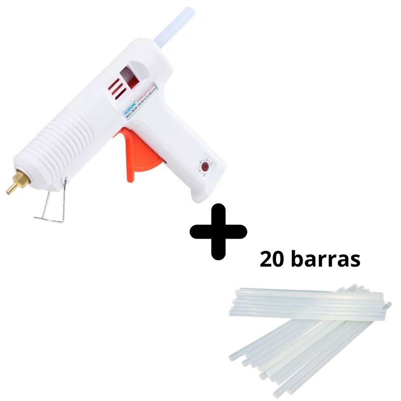 GENERICO - KIT PISTOLA SILICONA 120W TEMP. REGULABLE HASTA 220 + 20 BARRAS 11 MM