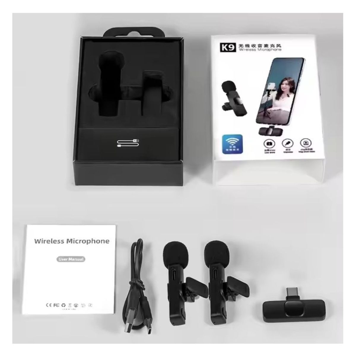 GENERICO - MICROFON0 INALAMBRICO  SOLAPERO K9 TIPO IPHONE