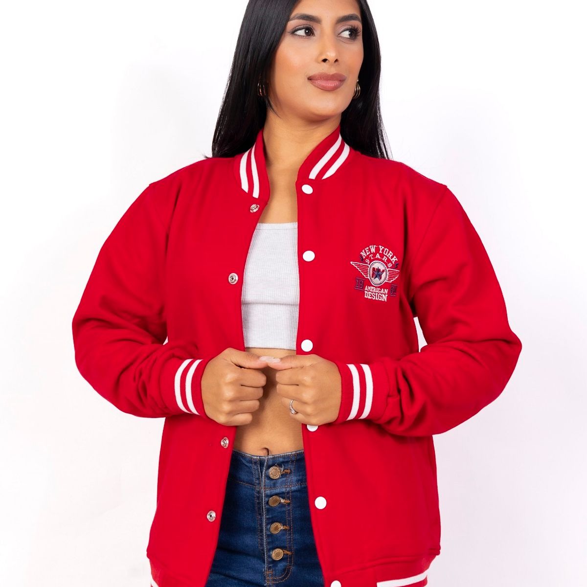 NEW YORK STARS - CASACA DE MUJER DESING - ROJA