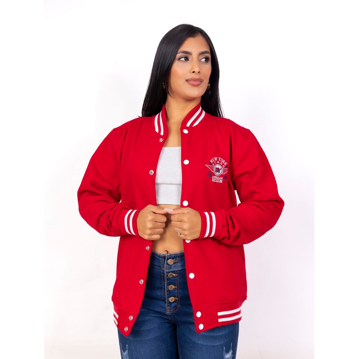 NEW YORK STARS - CASACA DE MUJER DESING - ROJA