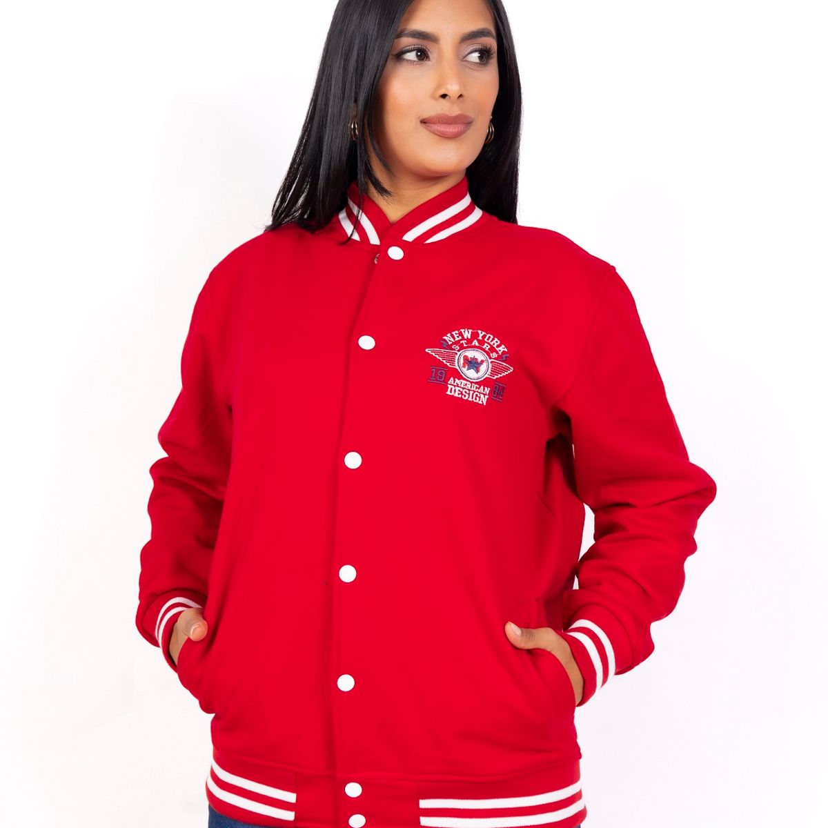 NEW YORK STARS - CASACA DE MUJER DESING - ROJA