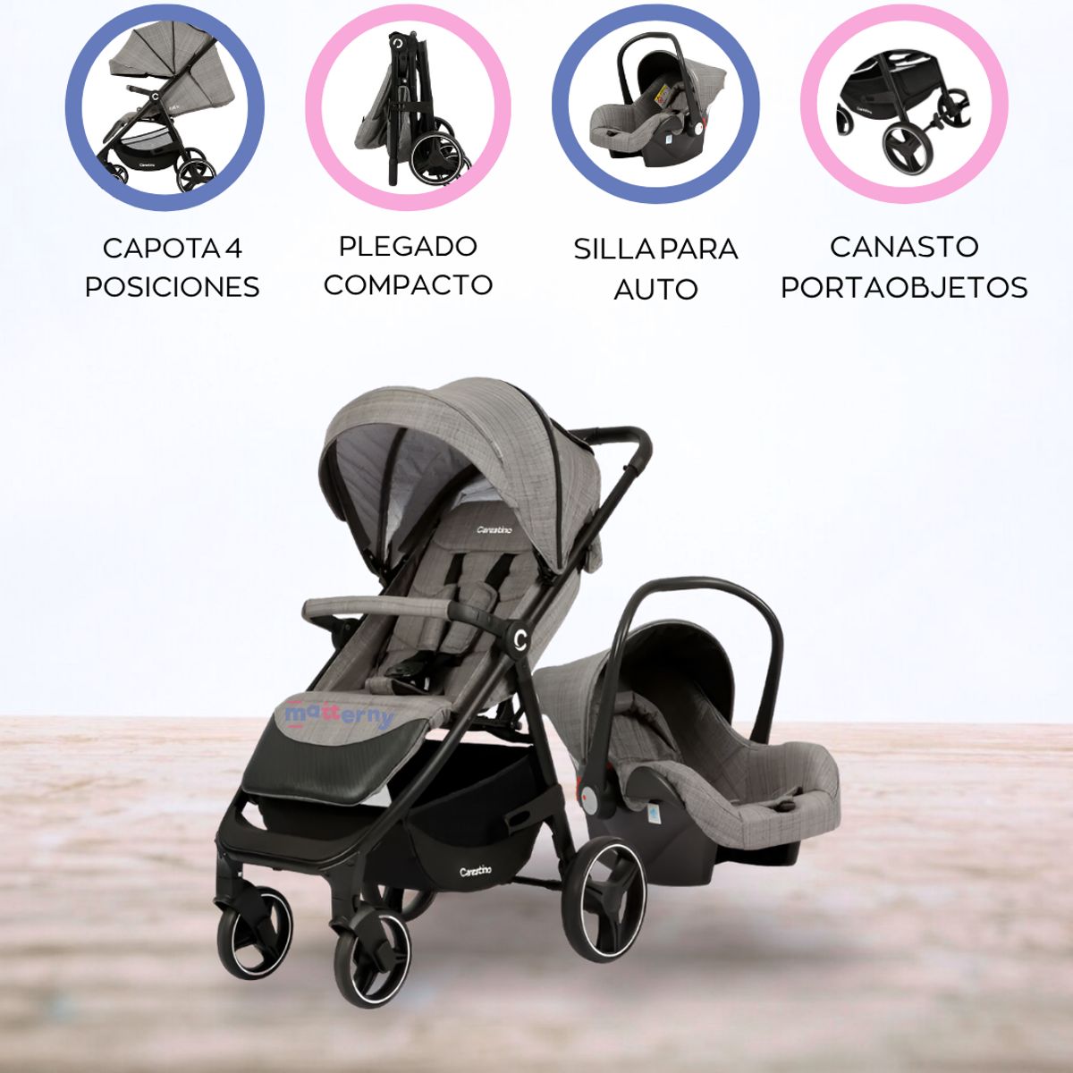 CARESTINO - Coche «KIEV» Accesorios Grey