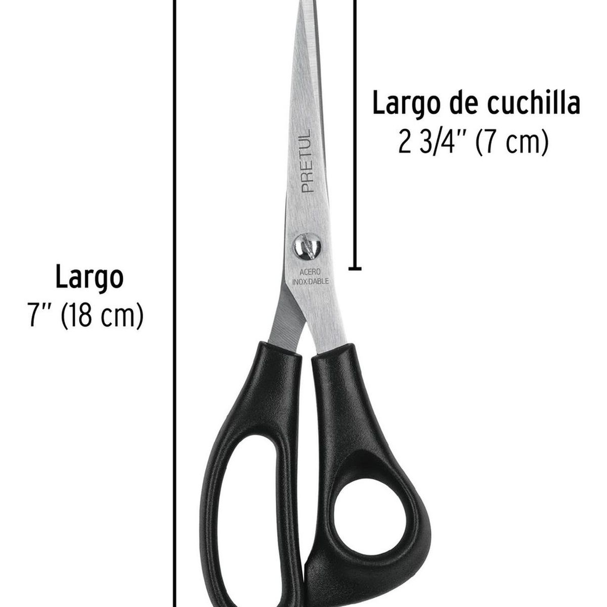 PRETUL - Tijera 7 de acero inoxidable para casa y oficina Pretul