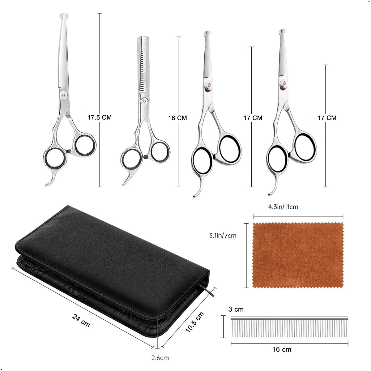 GENERICO - Combo 4 Tijeras Acero Para El Cuidado De Mascotas En Acero