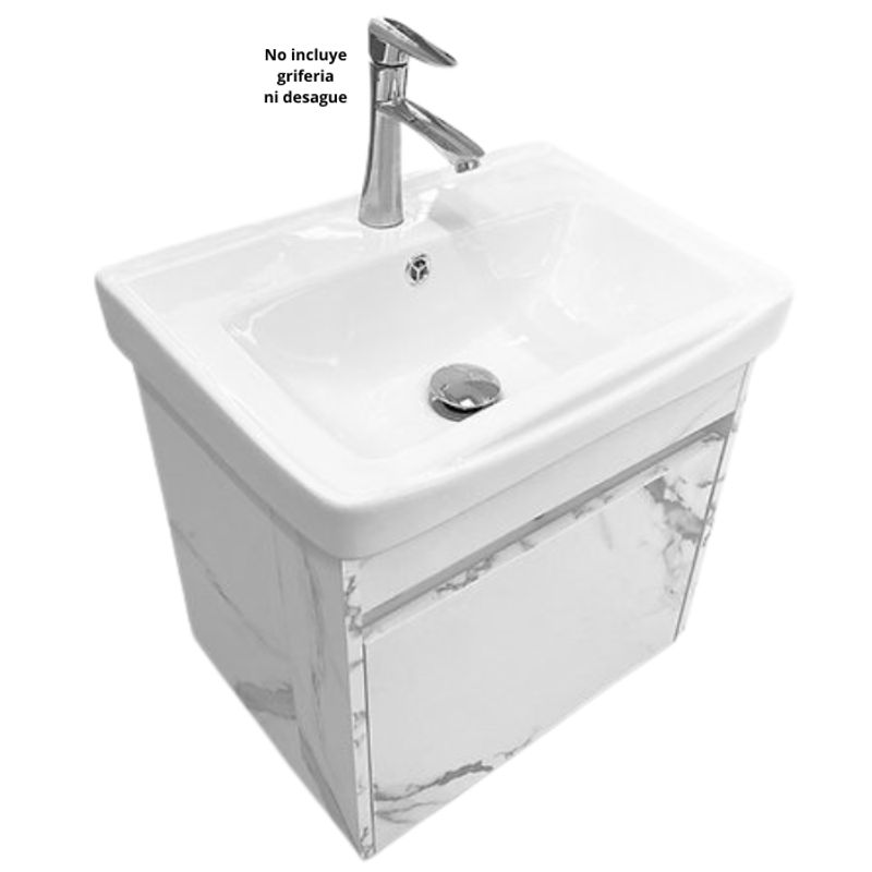 XM - LAVATORIO  DE LOZA  CON CAJÓN MARMOLEADO BLANCO YTAC5036-72