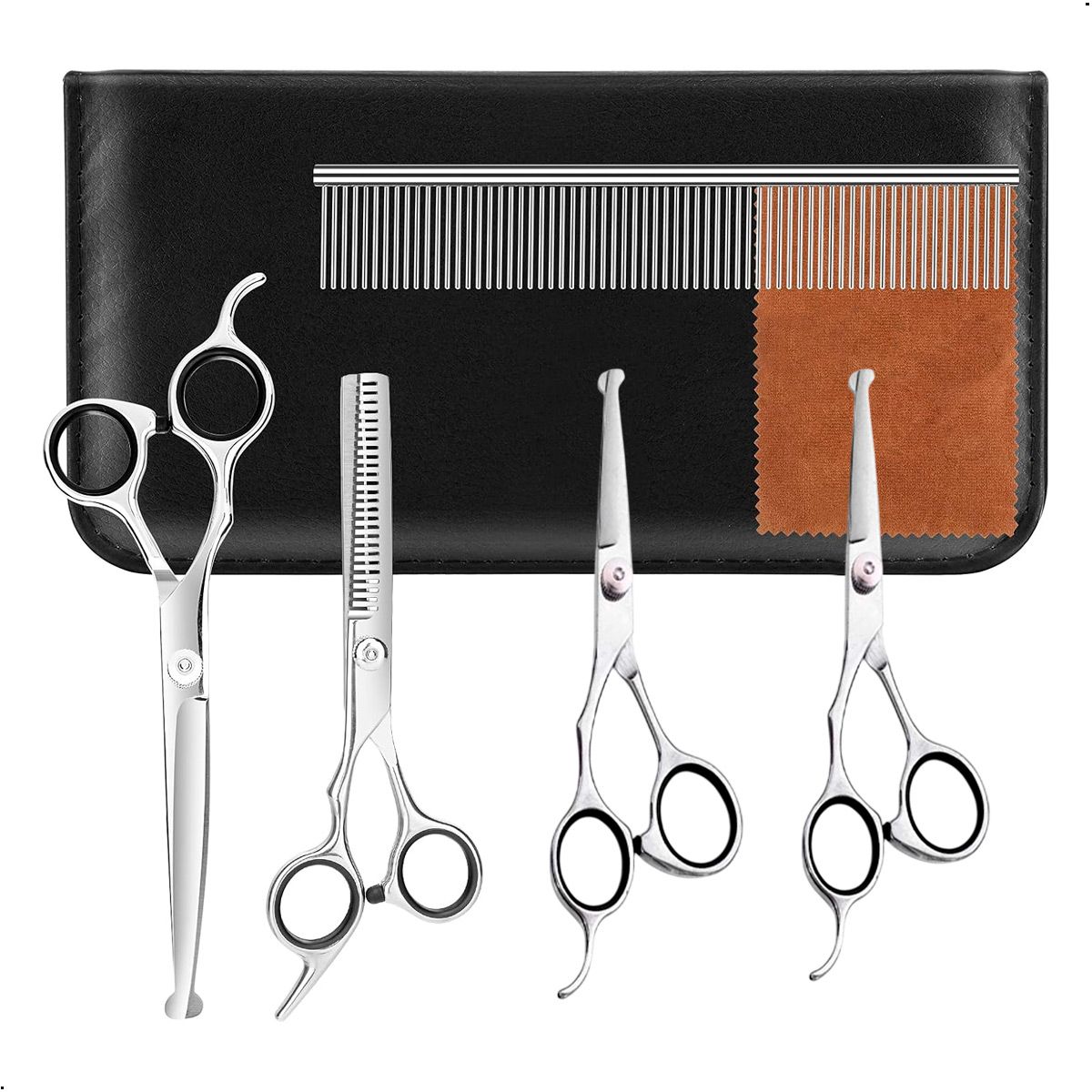 GENERICO - Combo 4 Tijeras Acero Para El Cuidado De Mascotas En Acero