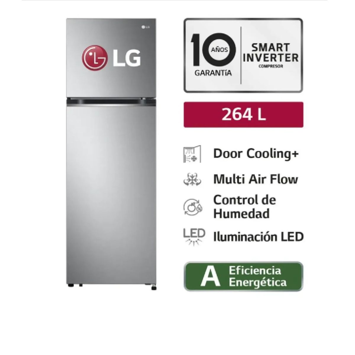 LG - REFRIGERADORA LG TOP FREEZER GT26BPP 264L PLATEADA