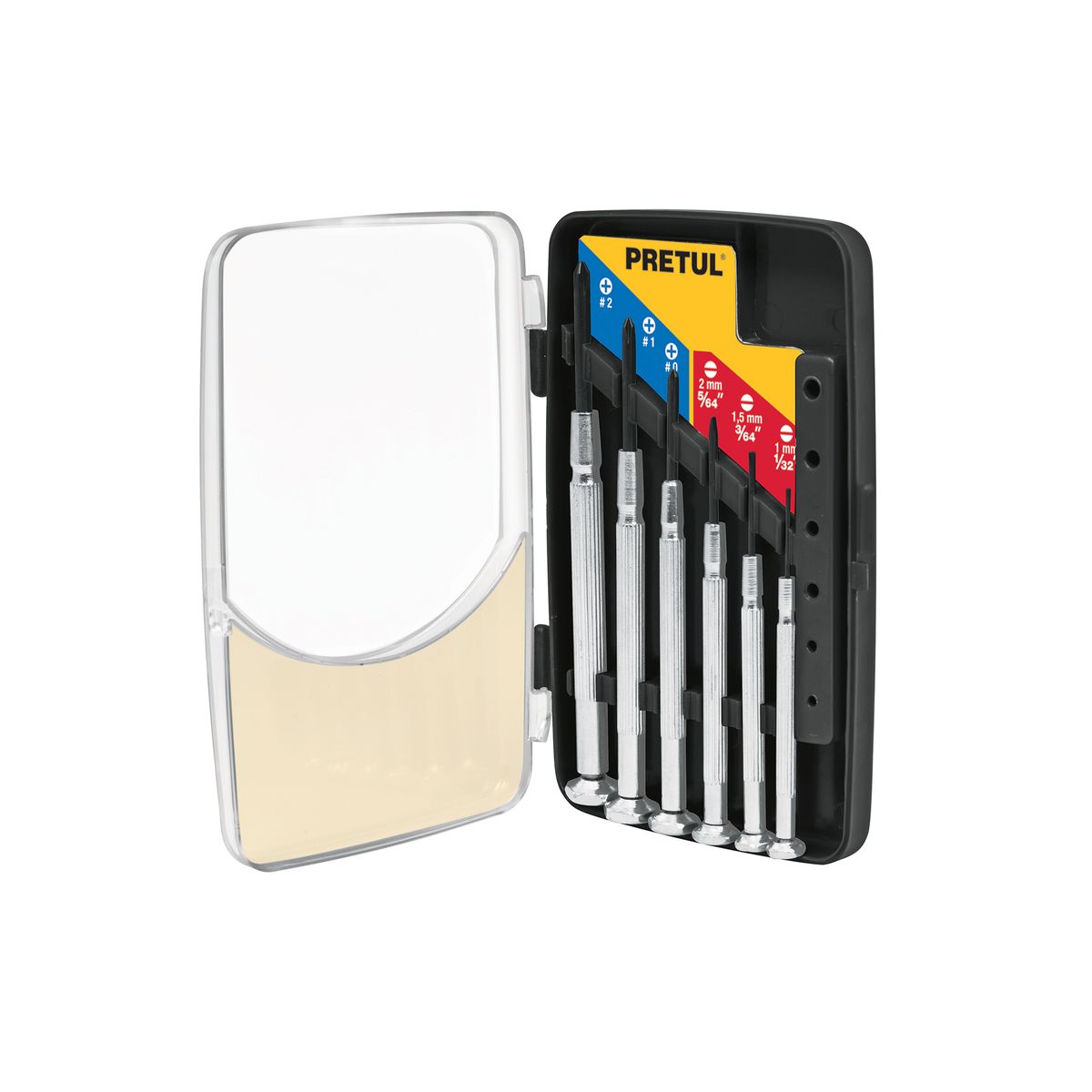 PRETUL - Juego con 6 desarmadores de precisión mango metálico, Pretul