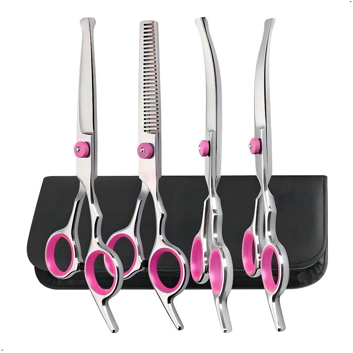 GENERICO - Set 4 Tijeras Acero Para El Cuidado De Mascotas En Acero