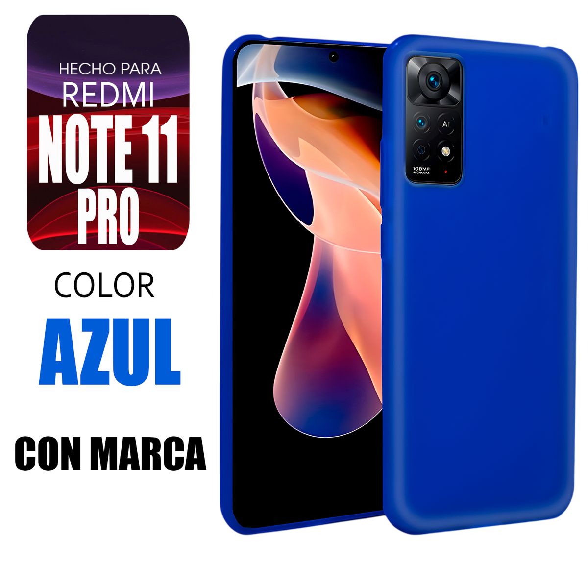 XIAOMI - Silicone Case Para Redmi Note 11 Pro Azul Con Marca