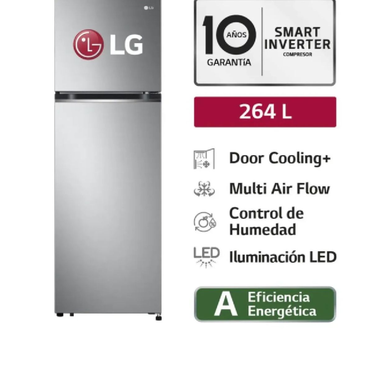 LG - REFRIGERADORA LG TOP FREEZER GT26BPP 264L PLATEADA