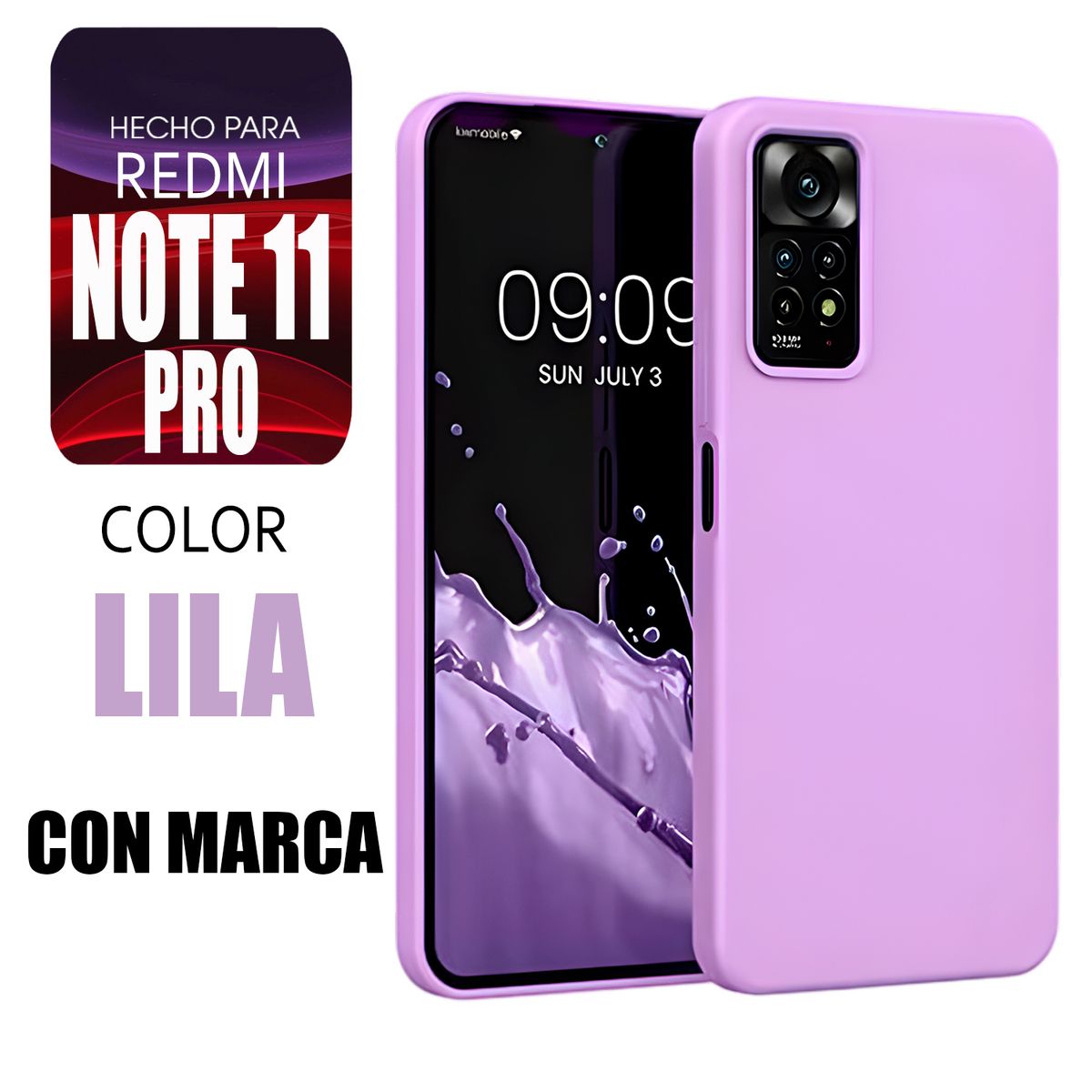 XIAOMI - Silicone Case Para Redmi Note 11 Pro Lila Con Marca
