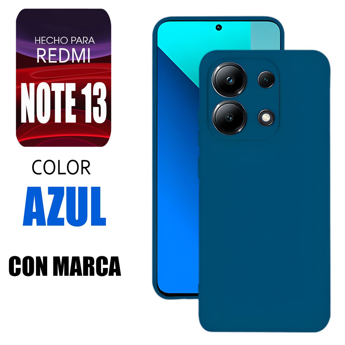 XIAOMI - Silicone Case Para Redmi Note 13 Azul Con Marca