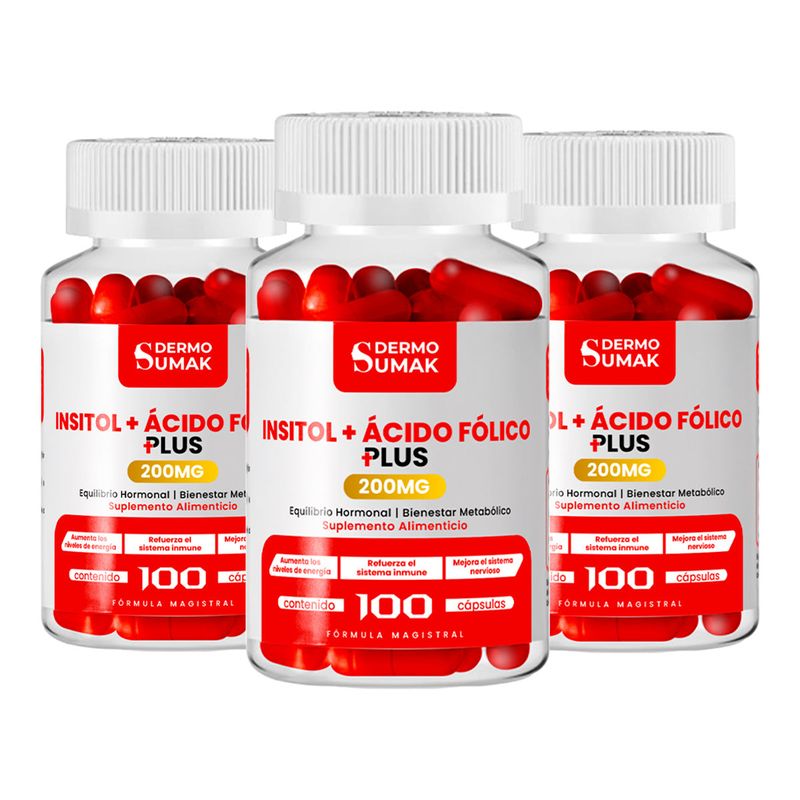 GENERICO - INOSITOL + ACIDO FOLICO 100 CAPSULAS DERMO SUMAK 3 UND