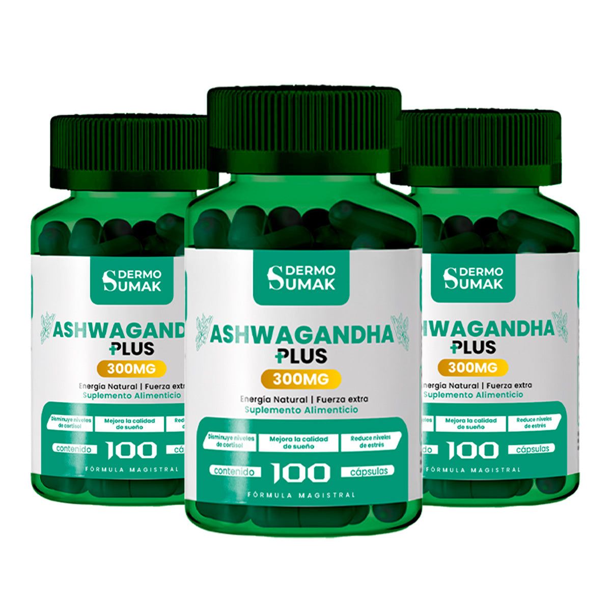GENERICO - ASHWAGANDHA PLUS 100 CAPSULAS DERMO SUMAK 3 UND