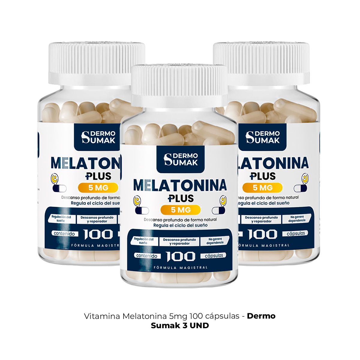 GENERICO - MELATONINA 5MG 100 CAPSULAS PLUS DERMO SUMAK 3 UND