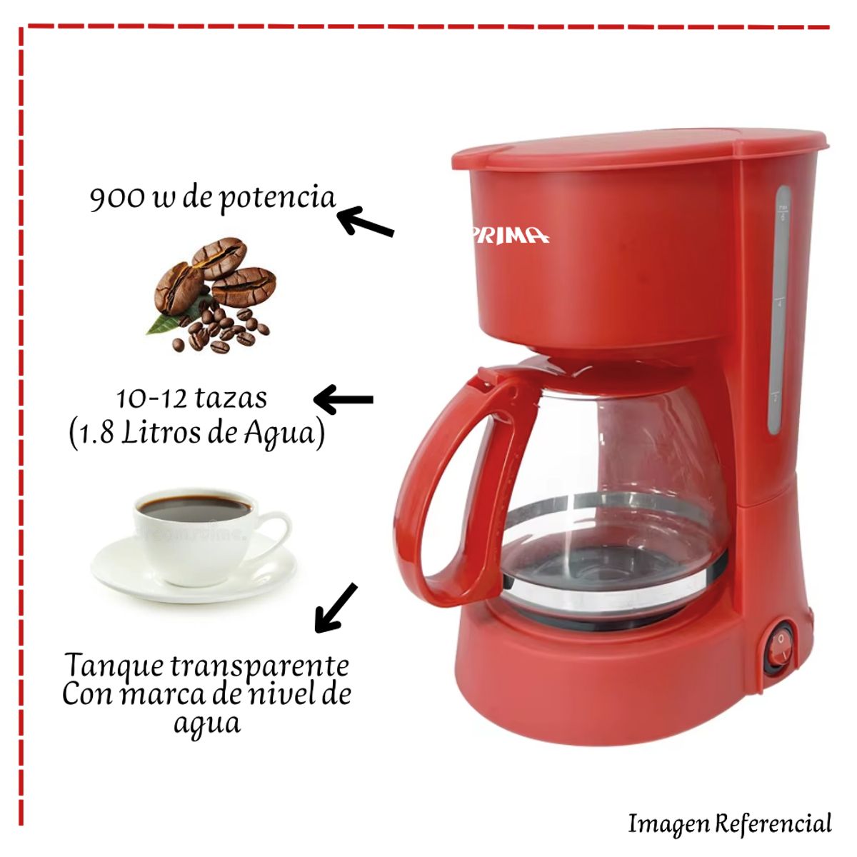 PRIMA - Cafetera Eléctrica Prima de 12 tazas NR CA1091CP