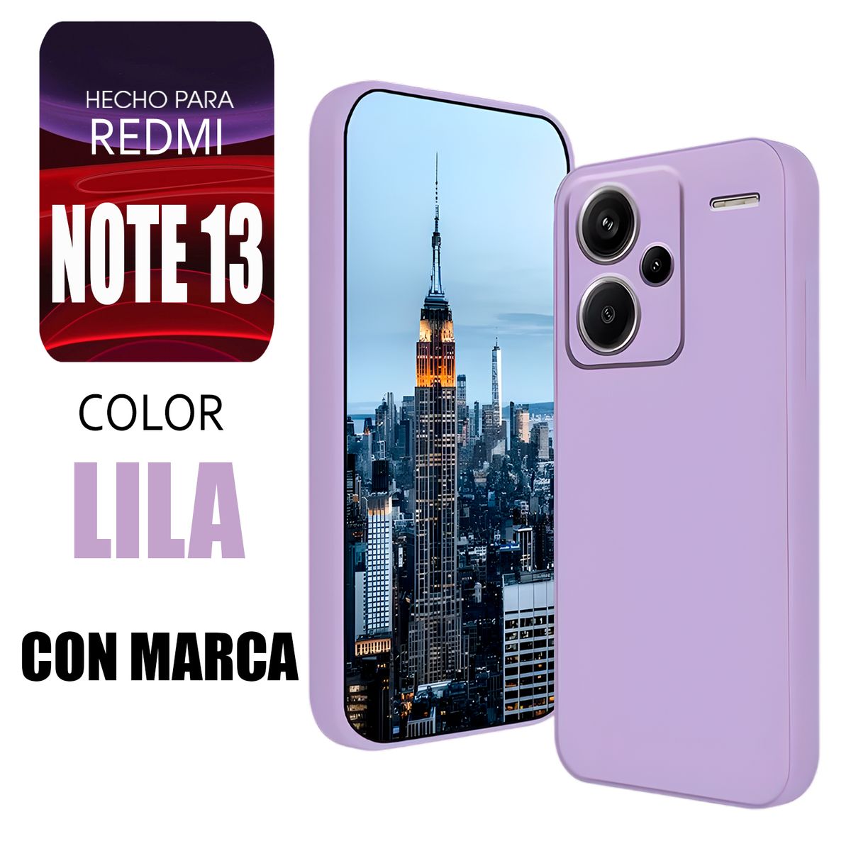 XIAOMI - Silicone Case Para Redmi Note 13 Lila Con Marca