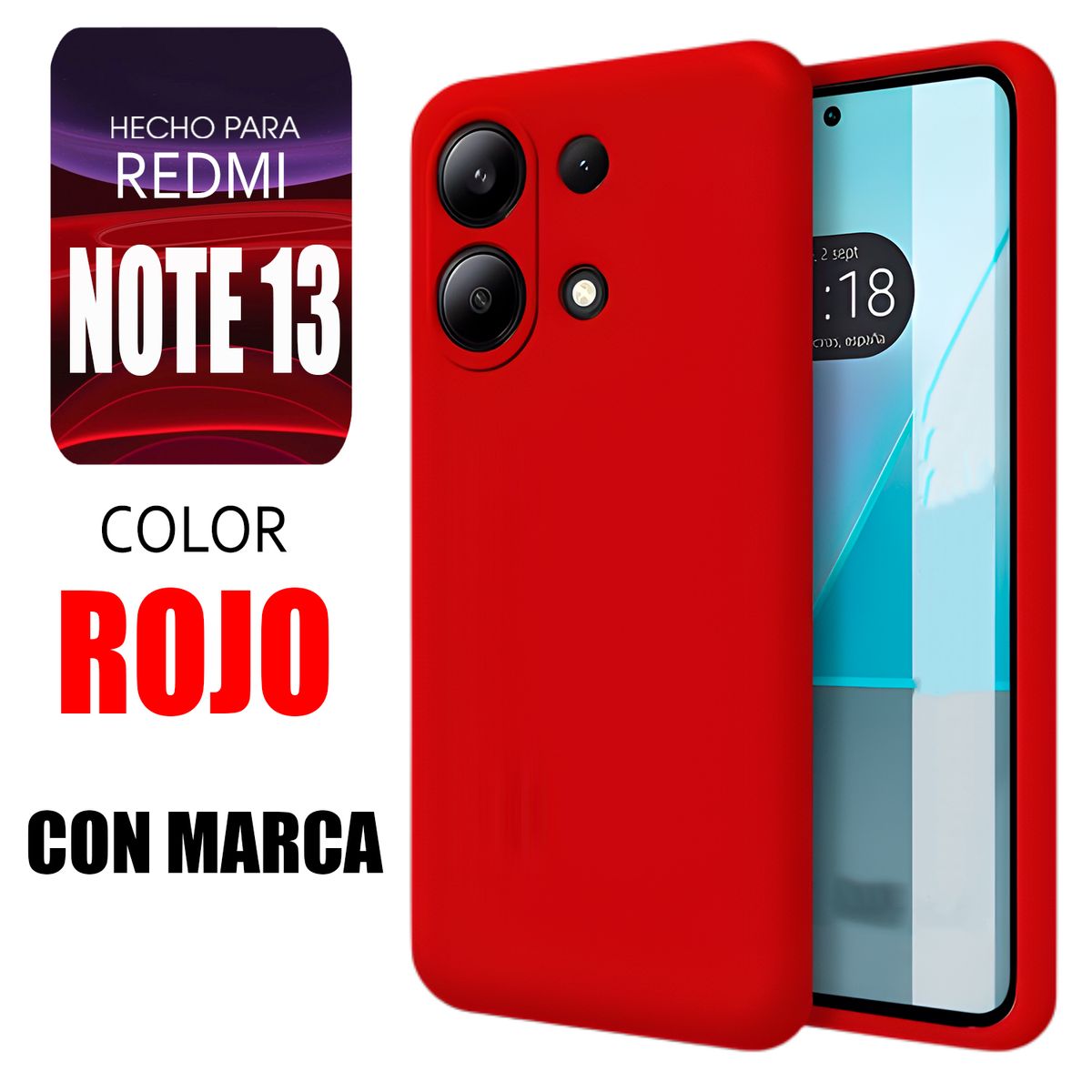 XIAOMI - Silicone Case Para Redmi Note 13 Rojo Con Marca