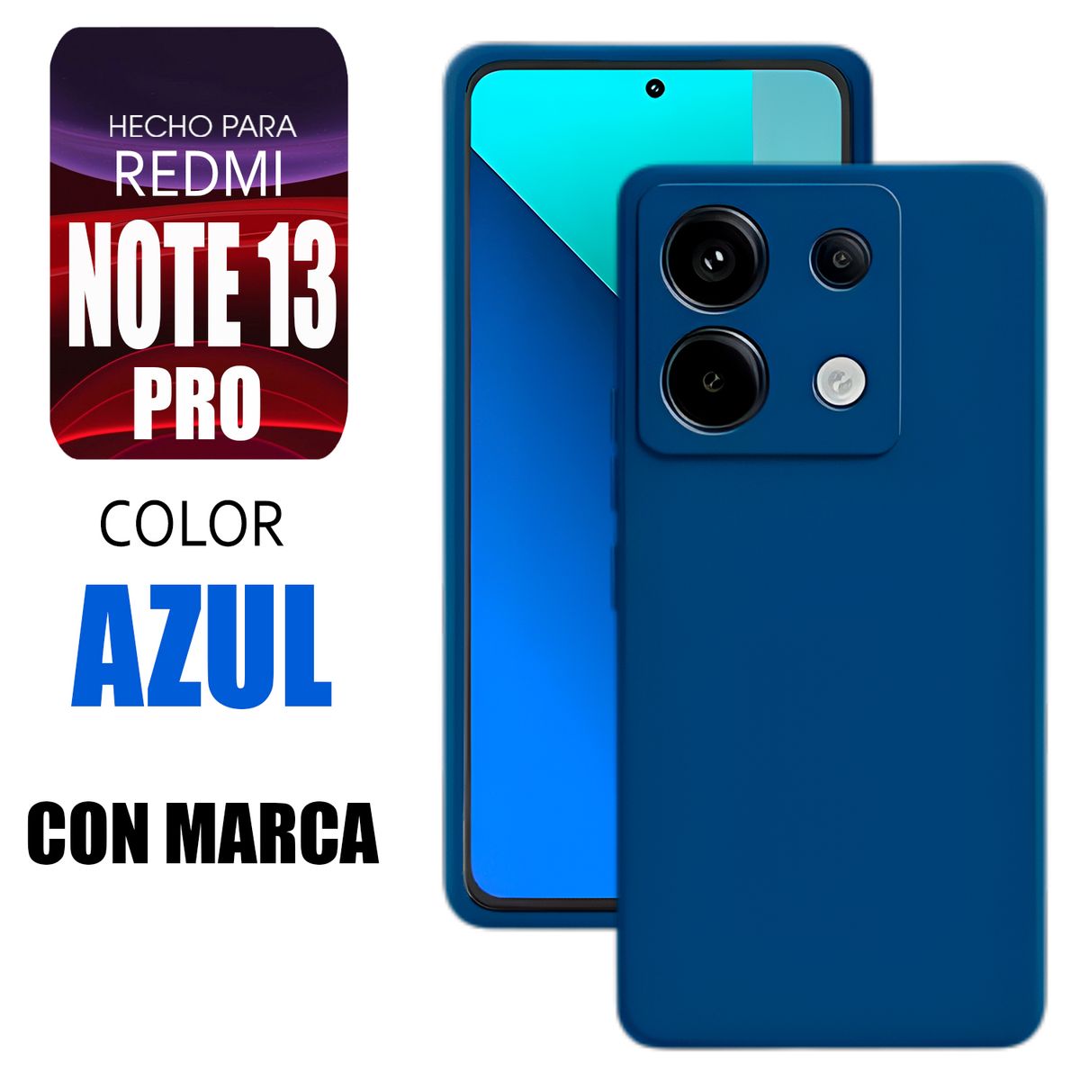 XIAOMI - Silicone Case Para Redmi Note 13 Pro Azul Con Marca
