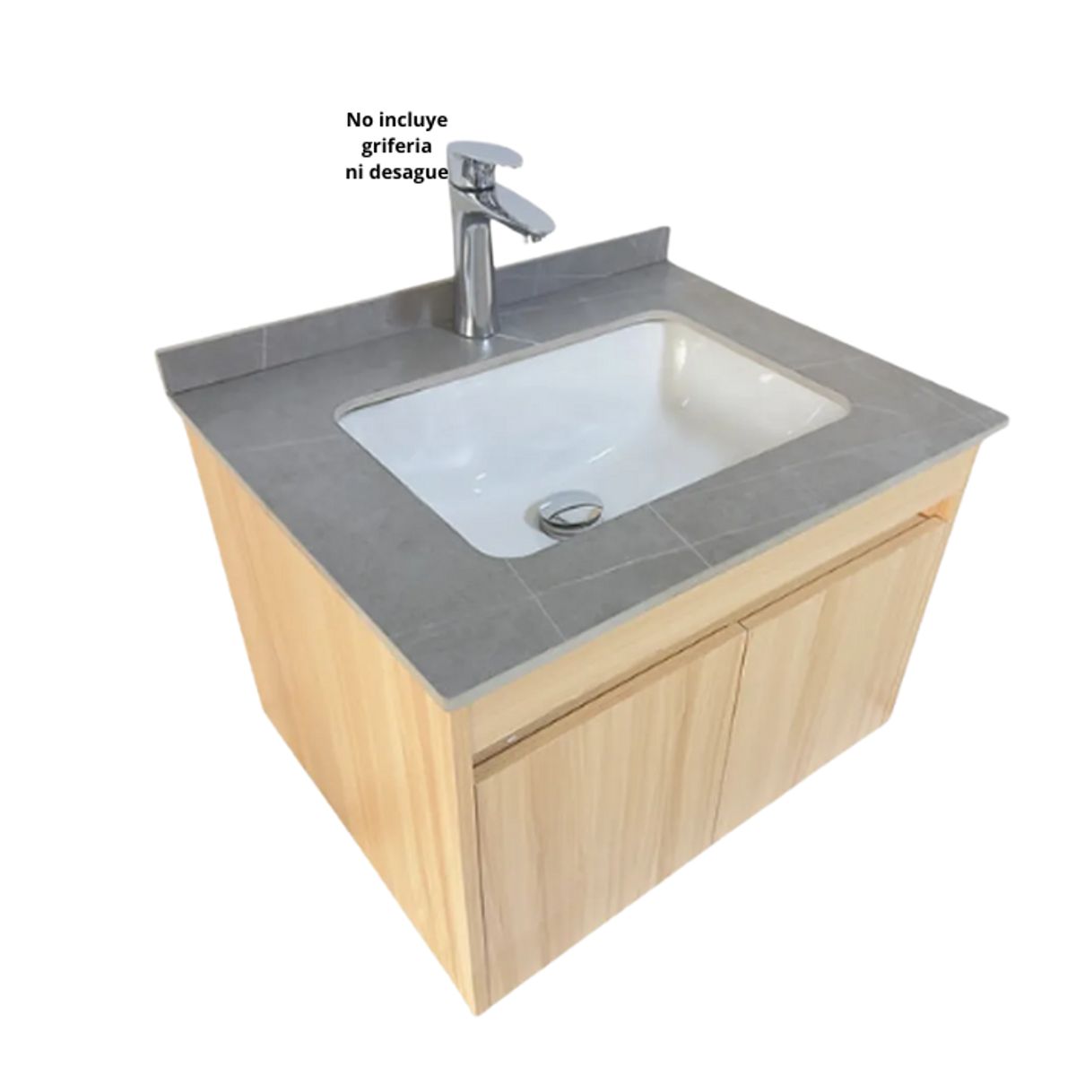 XM - LAVATORIO DE LOZA CON CAJÓN MADERA CON GRIS MATE YTAR6047-74 L03