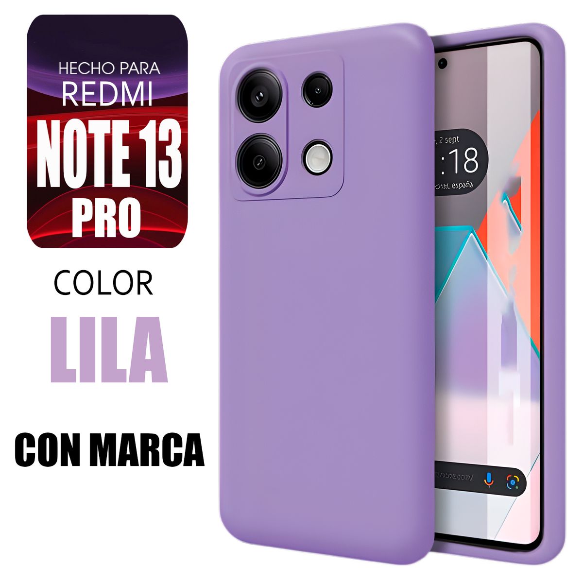 XIAOMI - Silicone Case Para Redmi Note 13 Pro Lila Con Marca