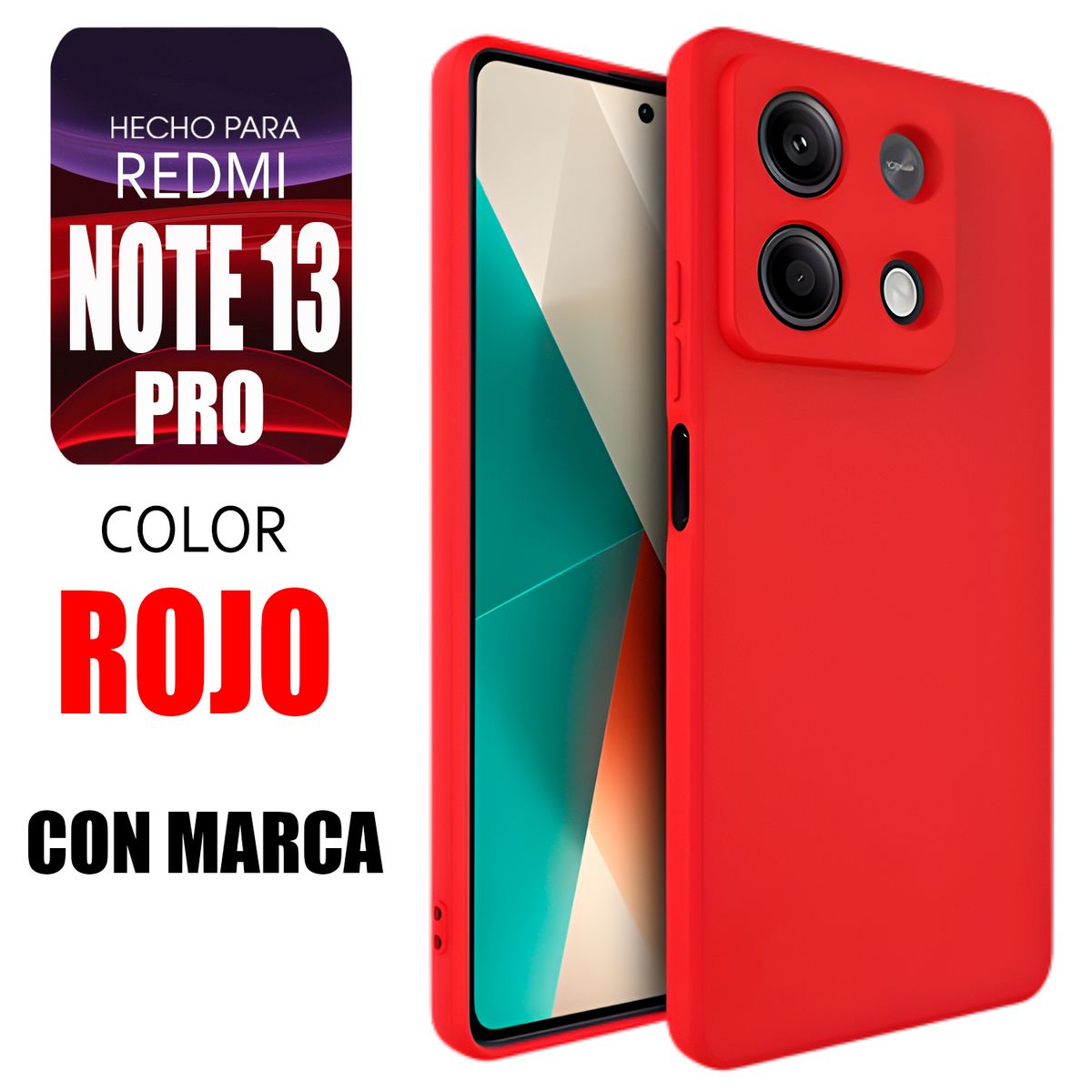 XIAOMI - Silicone Case Para Redmi Note 13 Pro Rojo Con Marca