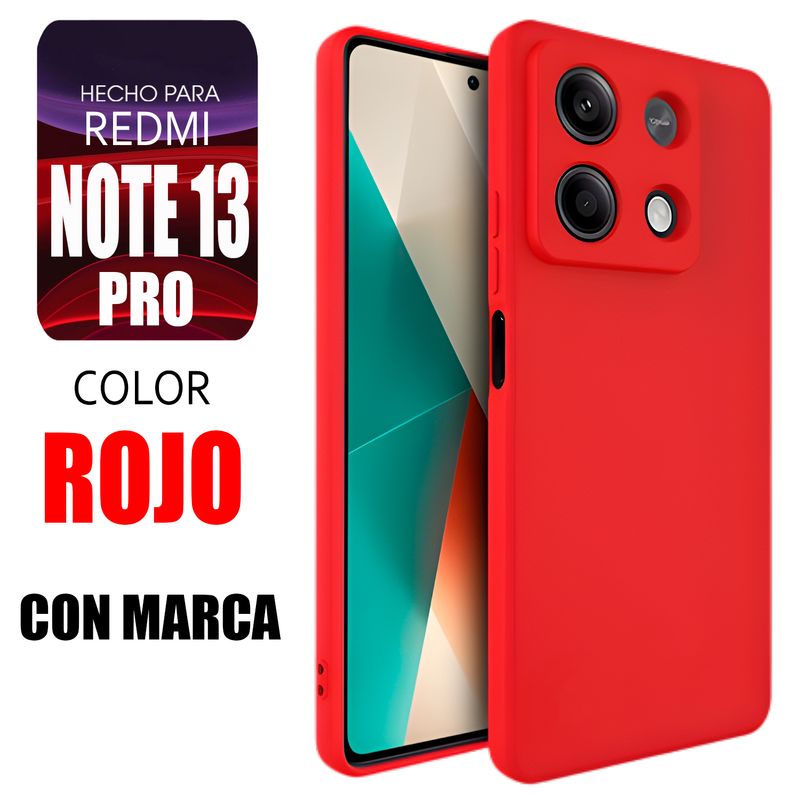 XIAOMI - Silicone Case Para Redmi Note 13 Pro Rojo Con Marca