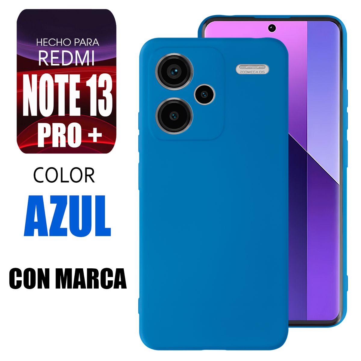 XIAOMI - Silicone Case Para Redmi Note 13 Pro Plus Azul Con Marca