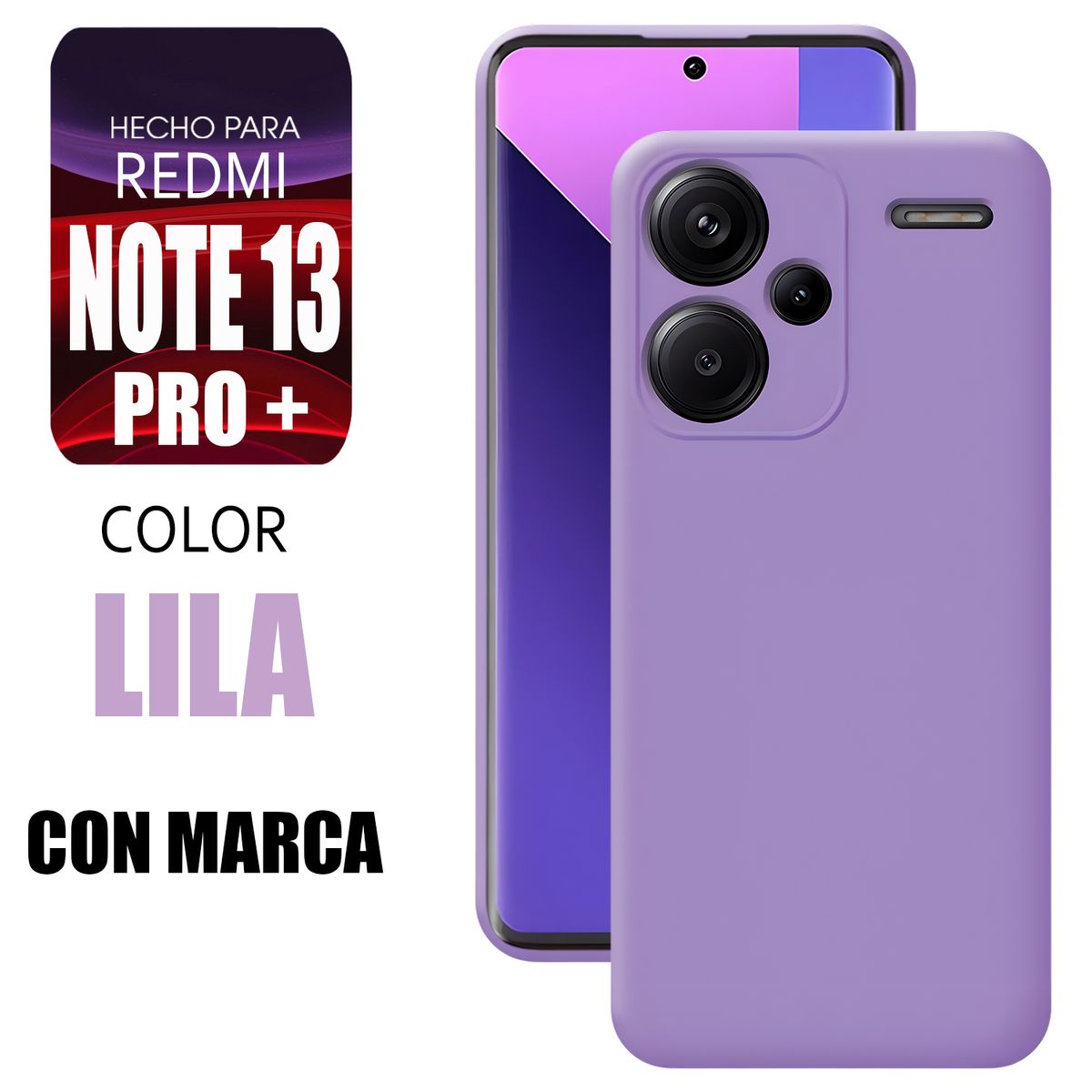 XIAOMI - Silicone Case Para Redmi Note 13 Pro Plus Lila Con Marca