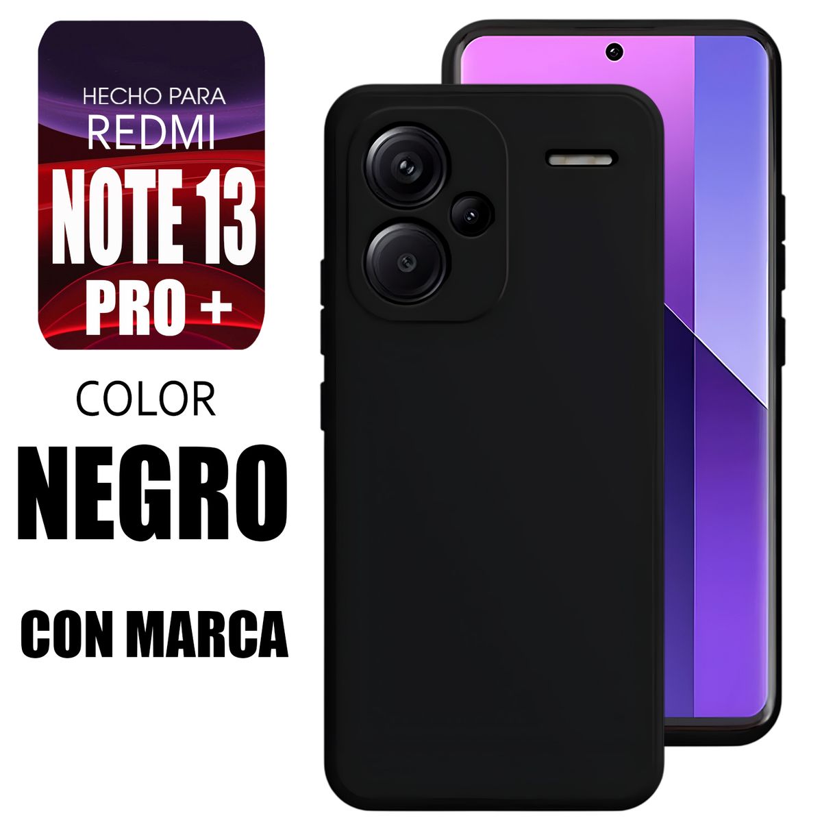 XIAOMI - Silicone Case Para Redmi Note 13 Pro Plus Negro Con Marca