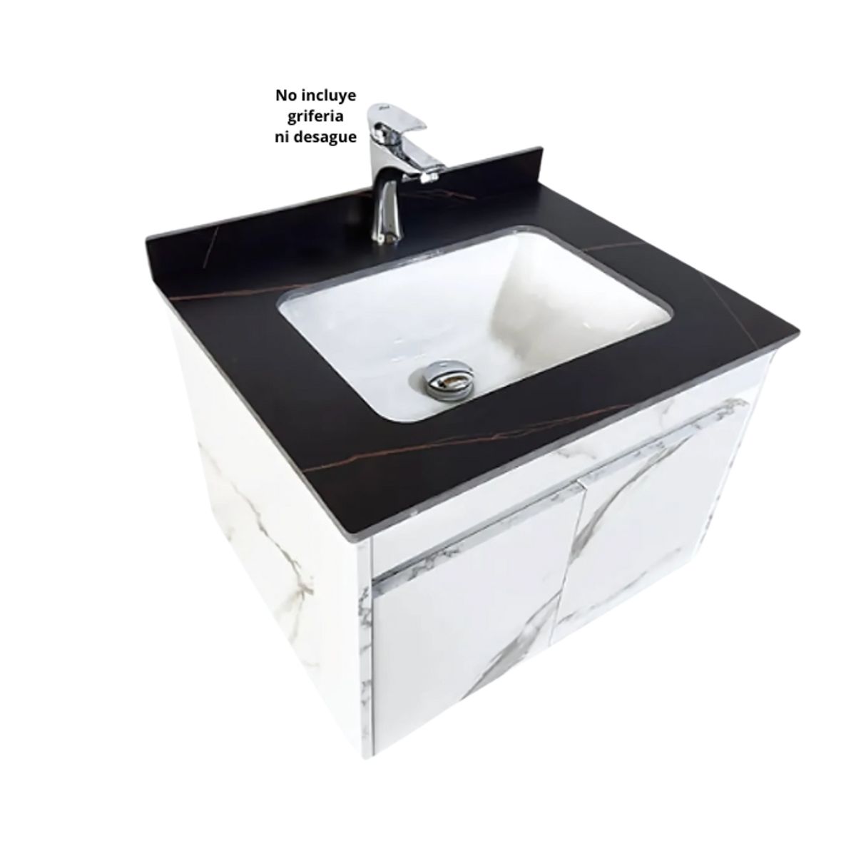 XM - LAVATORIO DE LOZA CON CAJÓN MARMOL NEGRO CON BLANCO YTAR6047-72 L01