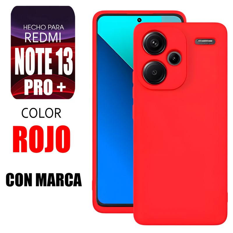 XIAOMI - Silicone Case Para Redmi Note 13 Pro Plus Rojo Con Marca