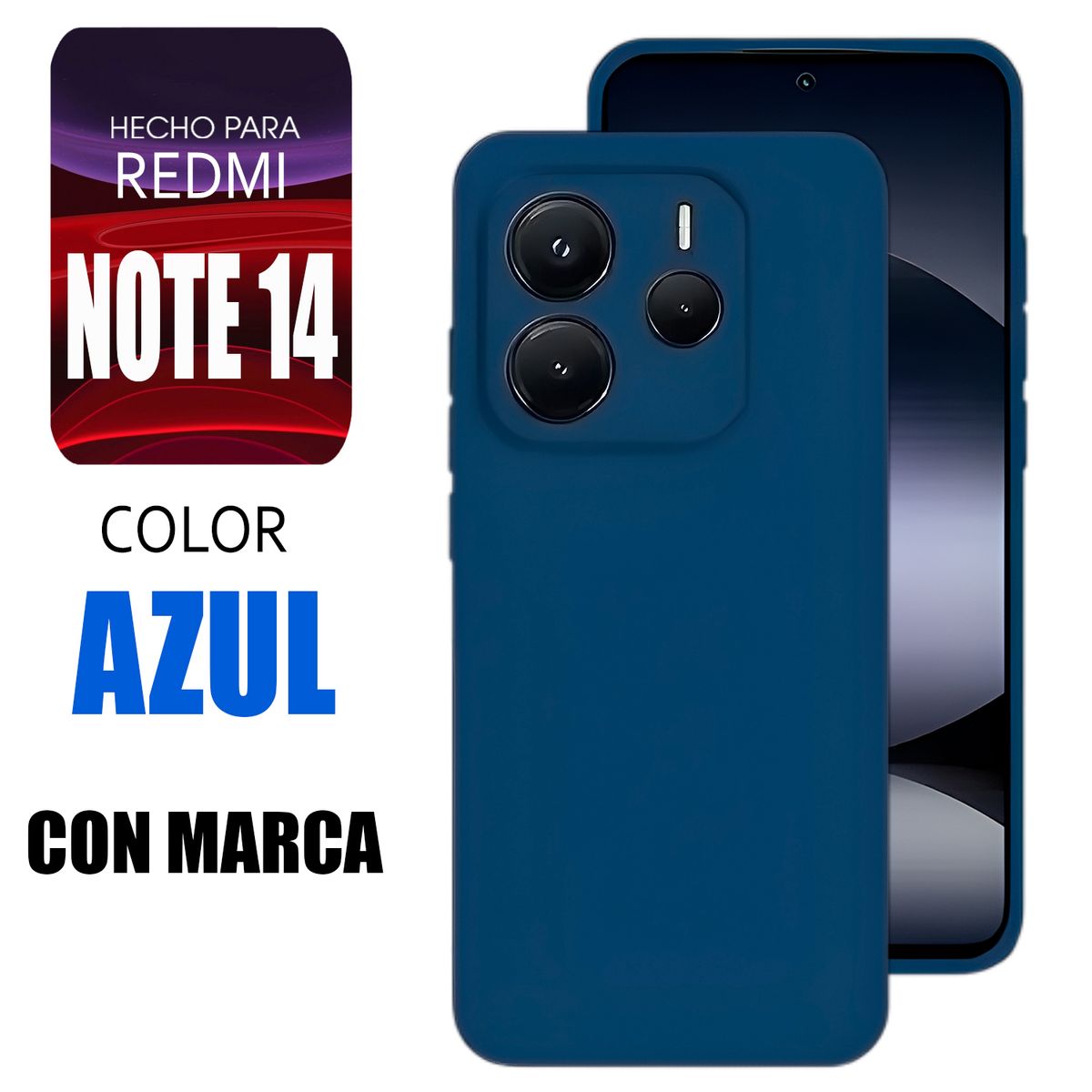 XIAOMI - Silicone Case Para Redmi Note 14 Azul Con Marca