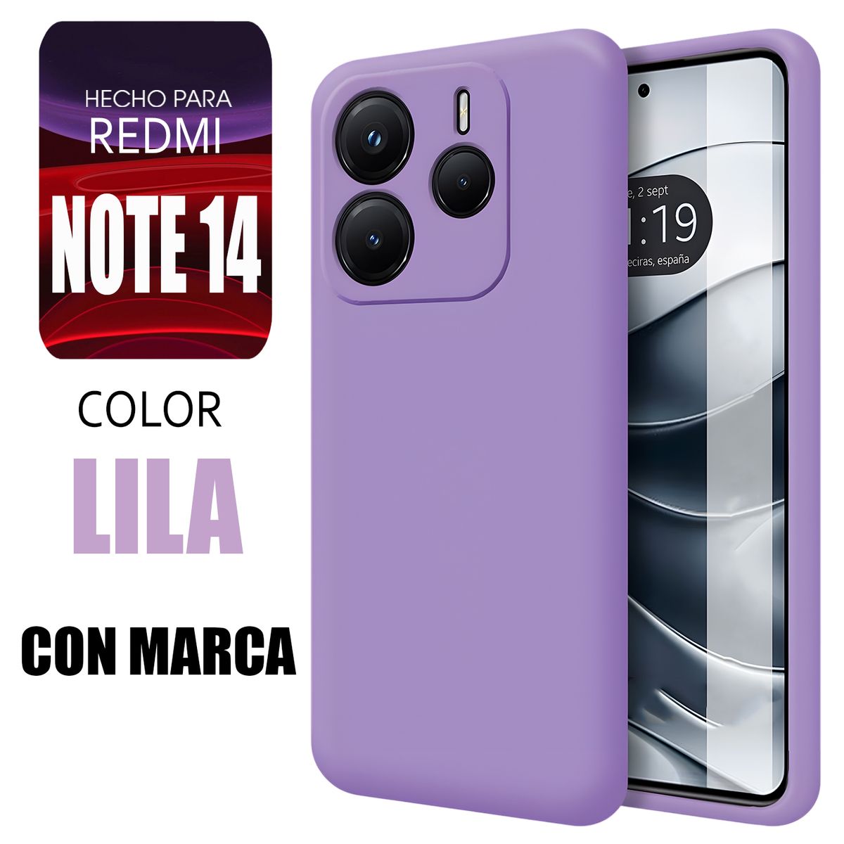 XIAOMI - Silicone Case Para Redmi Note 14 Lila Con Marca