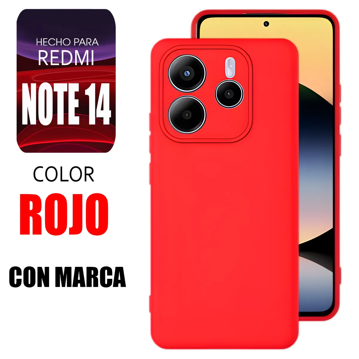 XIAOMI - Silicone Case Para Redmi Note 14 Rojo Con Marca